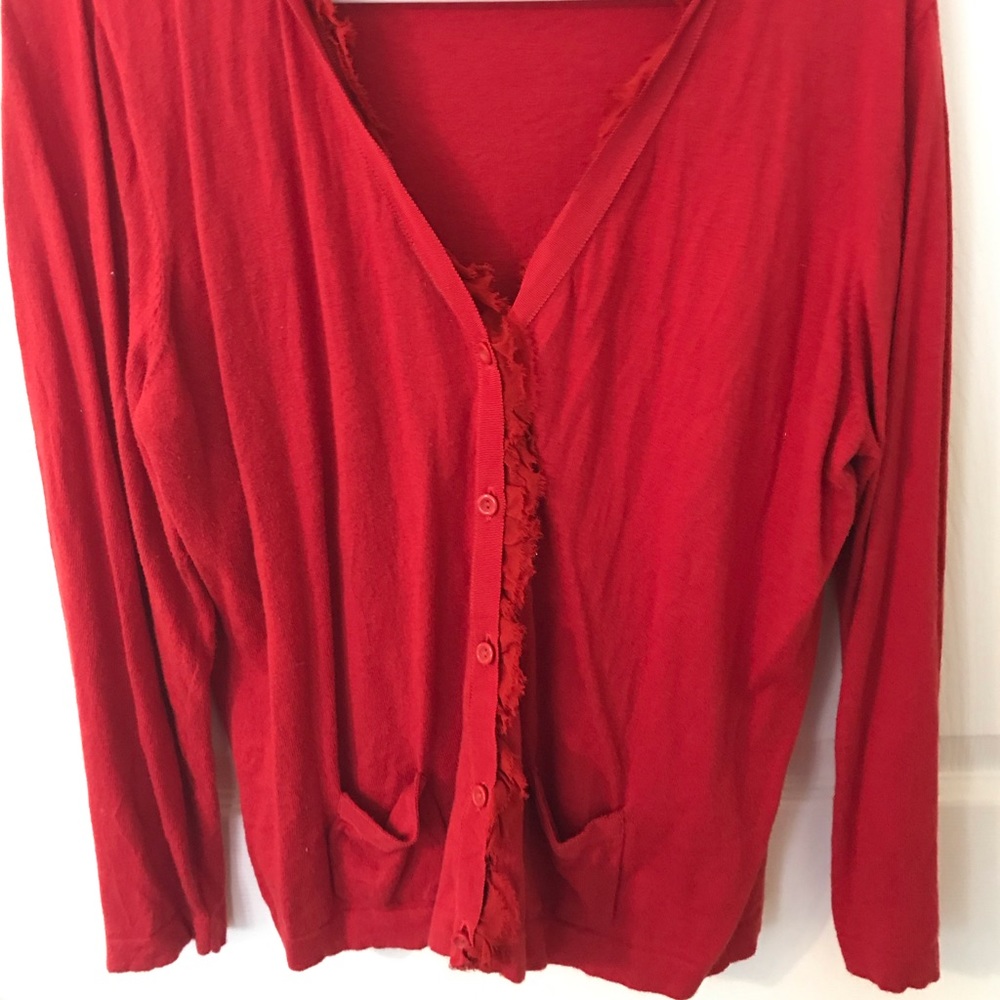 Red CAbi cardigan sweater